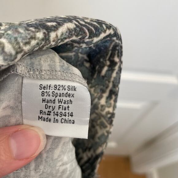 Johnny Was Pete & Greta Silk Straight Leg Pants Belted Printed S - Picture 5 of 7